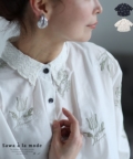 レディース 大人 上品 花刺繍舞うレース襟コットンブラウス【ゆうパケット可】